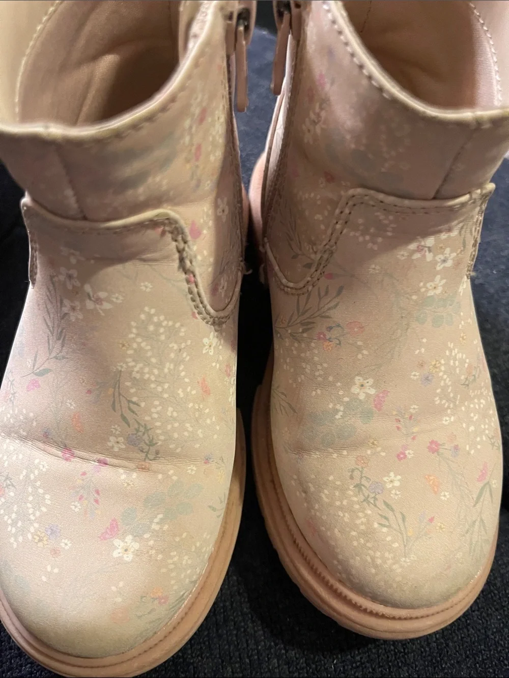Cat & Jack   Cream Base Floral Ankle Boots